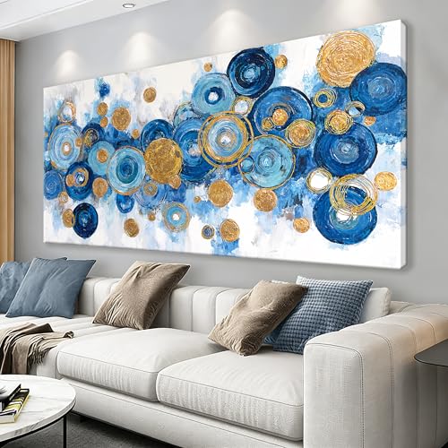 Circle Blue Large Wall Art Decor 29"x58" Abstract Wall Art For Living Room - color: IU1G, size: 58"L x 29"W
