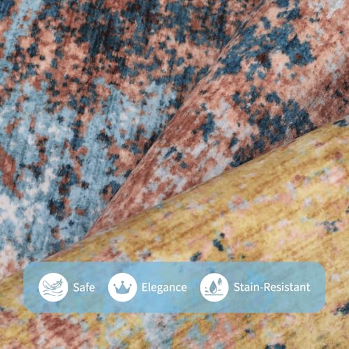 GarveeHome Machine Washable Runner Abstract Hallway Rugs 2x6 Yellow - color: Wind/Cloud, size: 2' x 6' (Rectangular)