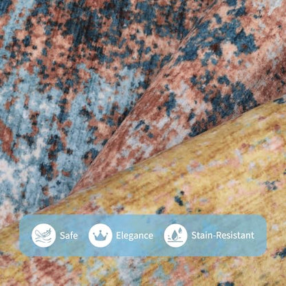 GarveeHome Machine Washable Runner Abstract Hallway Rugs 2x6 Yellow - color: Wind/Cloud, size: 2' x 6' (Rectangular)