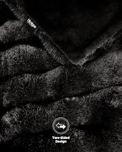 Ultra Soft Cozy Faux Fur Throw Blanket, Fuzzy Plush Thick Bubble Blanket, Oversize Luxury Fluffy Blanket for Couch, Bed, and Living Room, 60x80 Inches, Black - color: Black, size: Twin(60" X 80")