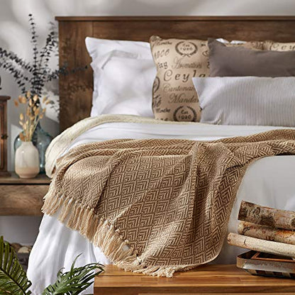 DII Diamond Throw Collection Cotton Woven, 50x60, Stone - color: Stone, size: 50x60"