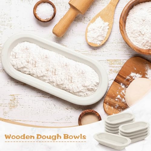 Nuogo 10 Pack 12.5 Inches Wooden Dough Bowls Bulk Rustic Bowls, White - color: White, size: 12.5 Inches