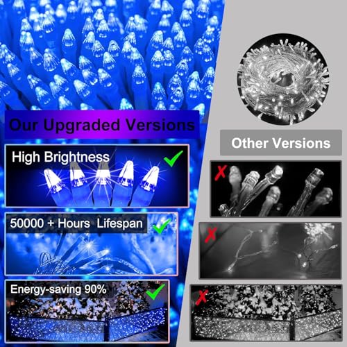 1620 LED 164FT Christmas Lights,360 Drops Icicle Lights with 12 Modes - color: Blue, size: 1620LED 164 FT with 360 Drops