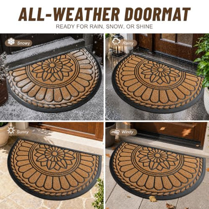 Mibao Half Round Door Mat, 47"x32", Yellow, Semicircular Entrance - color: Yellow, size: 2'8" x 3'11" (Semicircular)