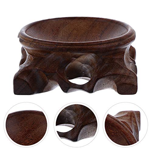 EXCEART Crystal Ball Display Stand Wooden round Pedestal for Home Decor - size: 8X3cm