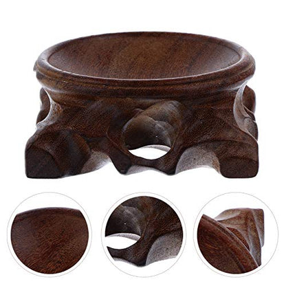 EXCEART Crystal Ball Display Stand Wooden round Pedestal for Home Decor - size: 8X3cm