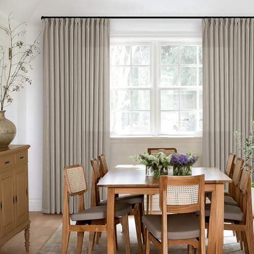 TWODRAPES Taupe Burlywood Pinch Pleated Linen Curtains 96 Inches Long - color: Burlywood Birch, size: 40"W x 96"L (Pack of 2)
