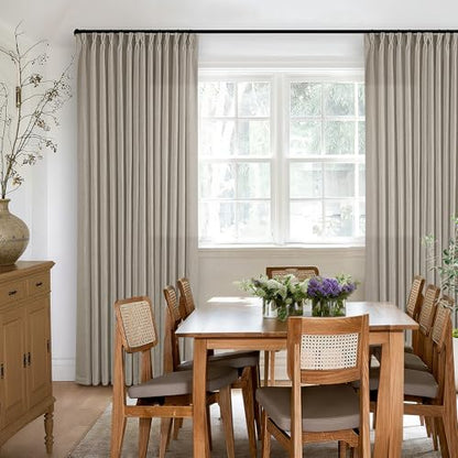TWODRAPES Burlywood Birch Linen Pinch Pleated Curtains 120 Inches Long - color: Burlywood Birch, size: 40"W x 120"L (Pack of 2)