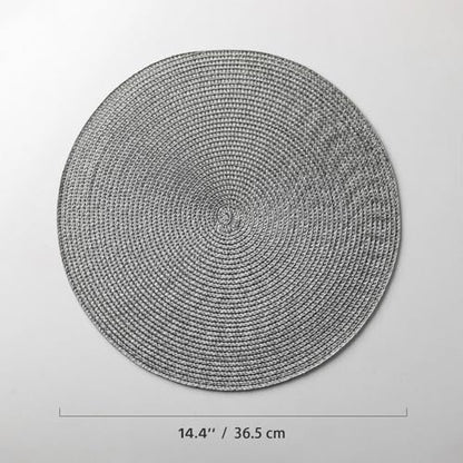 Baroyal Round Placemats Set of 8 Plastic Woven Placemats Washable Wipeable Table Mats for Dining Table Heat Resistant Non-Slip Circle Place Mats (Gray) - color: Gray