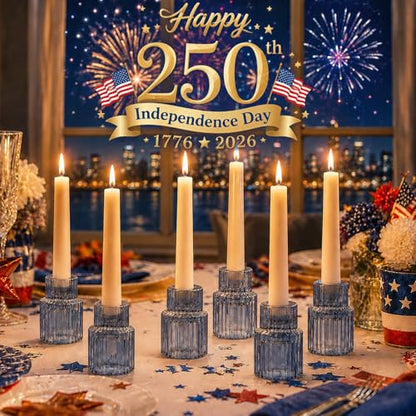 Hewory Glass Candlestick Holders Bulk, 20 PCS Blue Taper Candle Holders - color: Blue, size: 20PCS