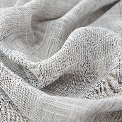 Semi Sheer Curtains Grey Faux Linen Textured Small Window Panels 52x45" 2pk - color: Soft Grey - Rod Pocket, size: 52"W x 45"L (Pack of 2)
