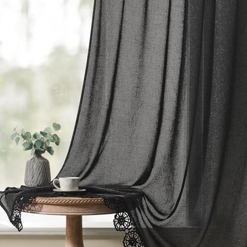 Gibelle Grey Boho Bedroom Curtains 84 Inch Length, Farmhouse Linen Curtains for Living Room, Bohemian Country Window Curtain Panels Tassel Draperies, 56’’W x 84’’L - color: Grey, size: 56"W x 84"L (Pack of 1)
