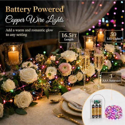 16FT 50LED Fairy Lights Battery Operated (Included), 2 Packs - color: Multicolor, size: 2 Pack - Batteries Included