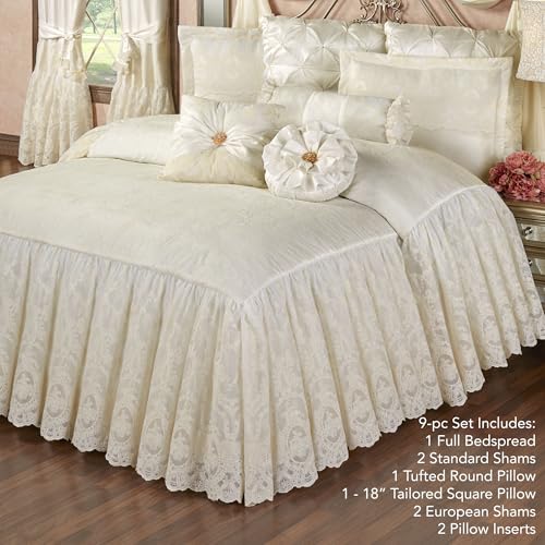 Cameo Lace Luxury Bedding, Full Bedspread, Set of 9 - size: 9 Piece Full Bedspread Set