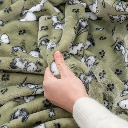 Berkshire Blanket Peanuts VelvetLoft Cute Character Snoopy Plush Throw Blanket,Peanuts Poses and Paws Loden,Throw 55 in x 70 in (Official Peanuts® Product) - color: Loden Green, size: Throw (55 in x 70 in)