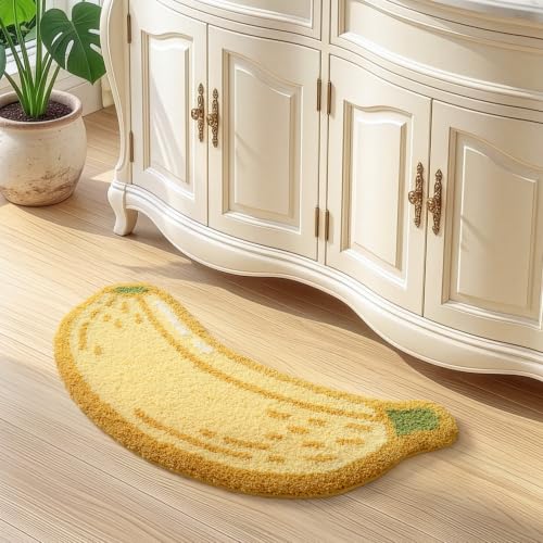 LUMI Cute Bathroom Rug, Absorbent Non Slip Bath Mat, 18.5"x39.5", Banana - color: Fruit-banana