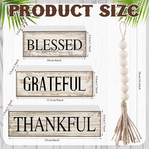 Yuntau 4 Pcs Farmhouse Table Decor Rustic Stacked Wooden Block Sign - style: Blessed