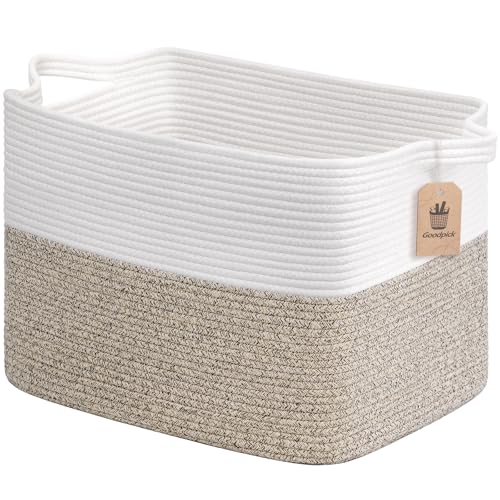 Goodpick 50L Large Woven Storage Basket, 18" x 14" x 12", Light Brown - color: Light Brown, size: 18"L x 14"W x 12"H