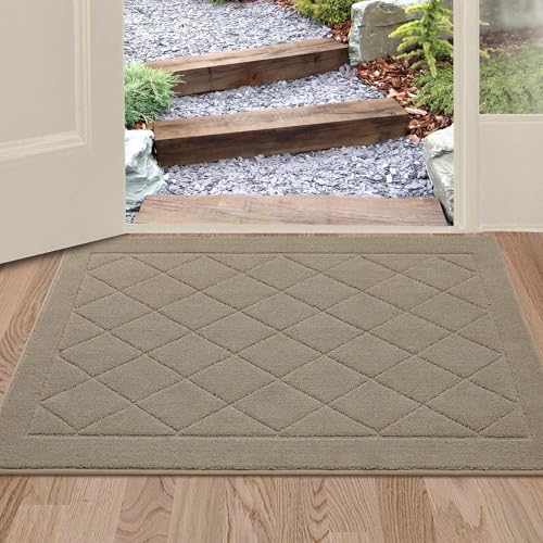 BEQHAUSE Dirt Trapper Door Mat 24" x 36", Doormat Non-Slip, Beige - color: Beige, size: 24" X 36" (Rectangular)