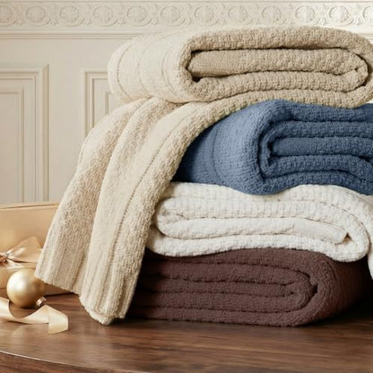 Amélie Home Chenille Knit Throw Blanket, Dark Brown 50"x60" - color: Dark Brown, size: 50" X 60"