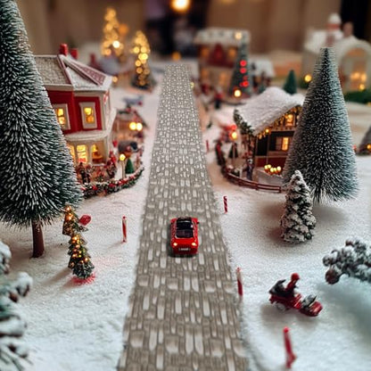 4 Pcs Christmas Village Cobblestone Road, Christmas Villages Accessories - color: 39"x 3.5"-grey Cobblestone