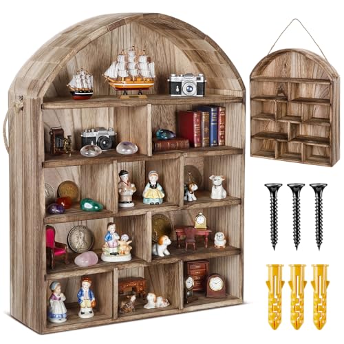 Cinnvoice 16x20 Arch Shadow Box Wall Mounted Display Shelf Cubby 4.7,Brown - color: Brown
