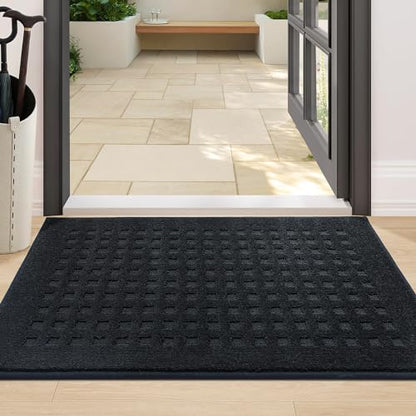 BEQHAUSE Dirt Trapper Door Mats 24"x36", Non Slip Washable, Black - color: Black, size: 24" X 36" (Rectangular)