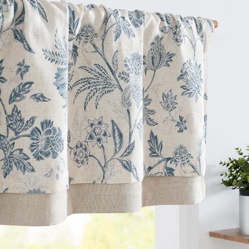 jinchan Floral Valance Curtain Linen 16 Inch Farmhouse 1 Panel Blue - color: Jacobean | Blue, size: 50"W x 16"L (Pack of 1)