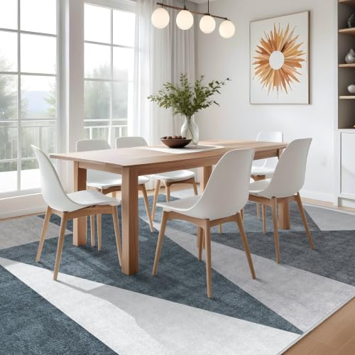 8x10 Washable Area Rug for Living Room - Non-Slip Geometric Rugs Blue Grey - color: Blue/Grey, size: 8' x 10' (Rectangular)