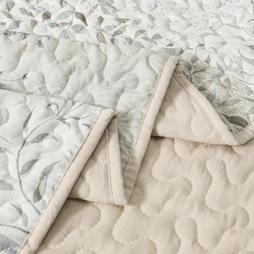Exclusivo Mezcla Reversible Boho Quilted Throw Blanket, 50"x 60" - color: Bohemian Patchwork Grey, size: 50 x 60 inch