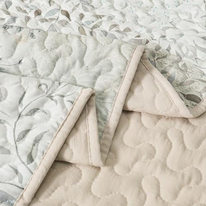 Exclusivo Mezcla Reversible Boho Quilted Throw Blanket, 50"x 60" - color: Bohemian Patchwork Grey, size: 50 x 60 inch