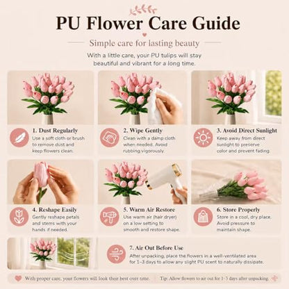 Mandy's 20 Stems Light Pink Artificial Tulip Flowers for Home Centerpieces - color: Light Pink 20pcs