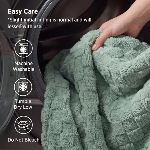 Bedsure Checkered Fleece Soft Cozy Throw Blankets,Sage Green,50"×70" - color: 01 Sage Green, size: Throw XL (50" X 70")