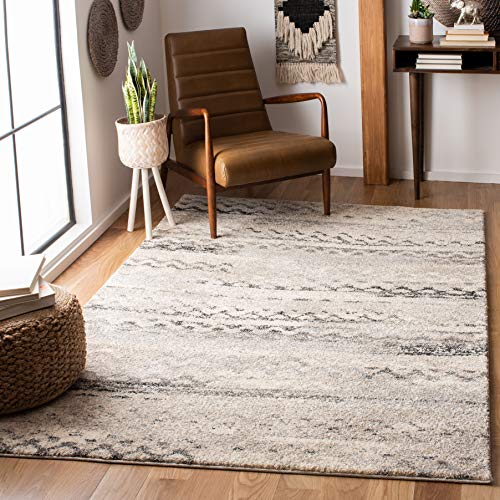 SAFAVIEH Retro Collection Accent Rug - 4' x 6', Cream & Grey, Modern Abstract Design, Non-Shedding & Easy Care, Ideal for High Traffic Areas in Entryway, Living Room, Bedroom (RET2136-1180) - size: 4' x 6' (Rectangular)