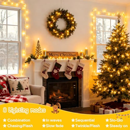 JMEXSUSS 2 Pack Warm White Christmas Lights Indoor, Total 200 LED 66FT - color: Warm White, size: 200 LED