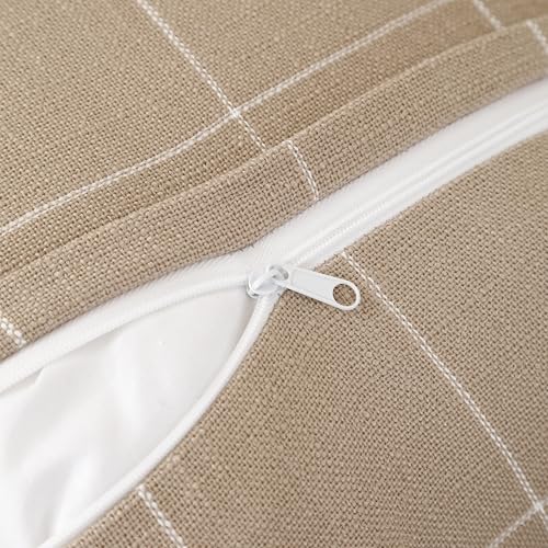 Pure Linen Plaid Throw Pillow Covers 18x18, Set of 2, Pink - color: Pink, size: 18x18inch