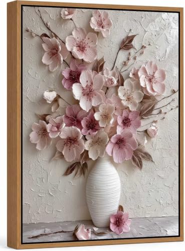 Framed Pink Floral Canvas Wall Art - color: Framed, size: 10"L x 8"W