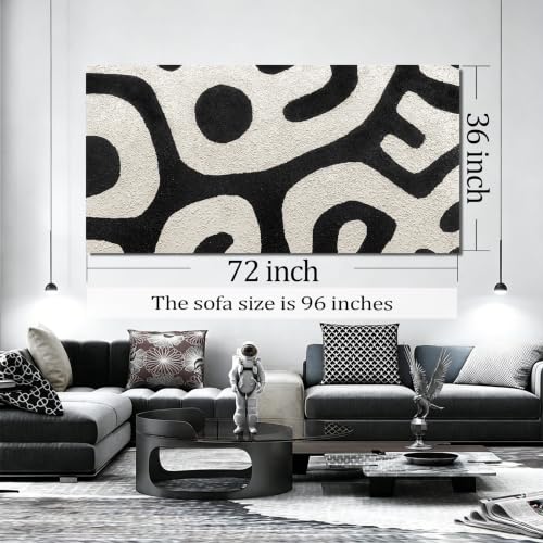 Hand-Painted Minimalist Abstract Wall Art for Living Room Bedroom 72" x 36" - color: Black, size: 72"L x 36"W