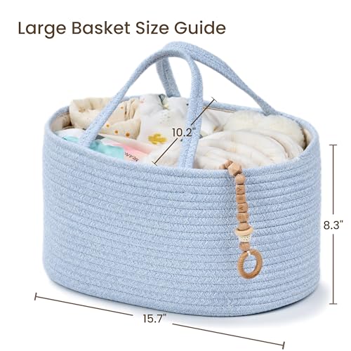 Diaper Caddy Organizer, Gift Basket for Baby Shower, Newborn Essentials - color: Light Blue, size: Large