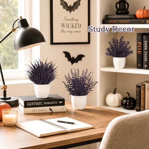 Der Rose 4 Pack Purple Artificial Plants in Pots, Halloween Fall Decor - color: Purple