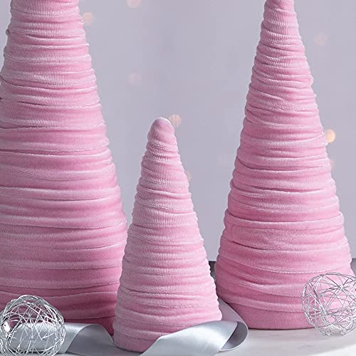 Your Heart's Content Pink Velvet Trees Set of 3 (Pink) - color: Pink