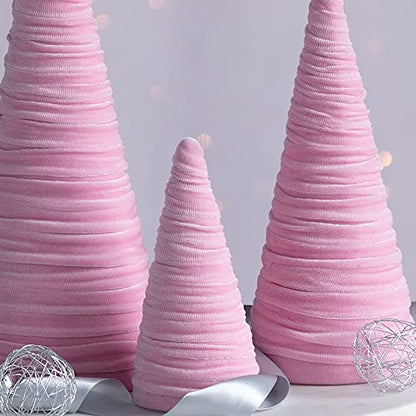 Your Heart's Content Pink Velvet Trees Set of 3 (Pink) - color: Pink