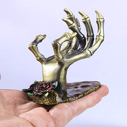 YU FENG Gothic Skeleton Hand Jewelry Holder Ring Necklace Display Stand - style: Rose Skeleton Hand