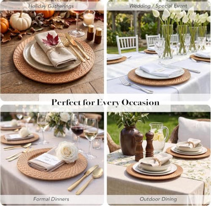 ChargeIt by Jay Rattan Charger Plates Hand Woven Round Harvest, 13" - 4 Set - color: Harvest, size: 4 Pack