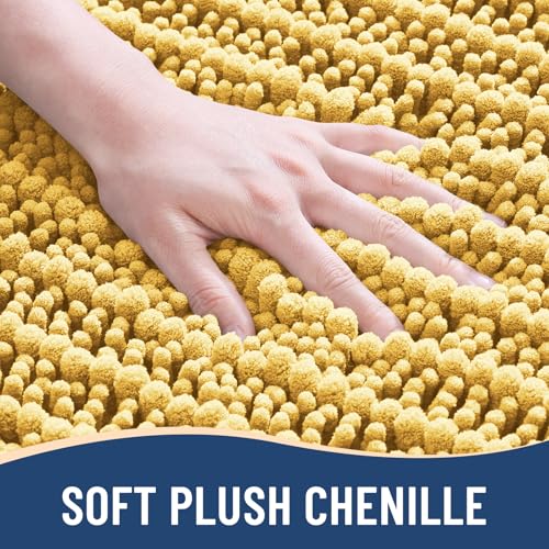 Arotive Bathroom Rugs Mat 24x16, Soft Absorbent Chenille Shaggy Bath Mat - color: Yellow, size: 24" X 16"