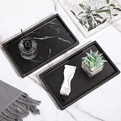 Luxspire Resin Bathroom Vanity Tray Countertop Organizer, M, Matte Black - color: Black, size: Medium