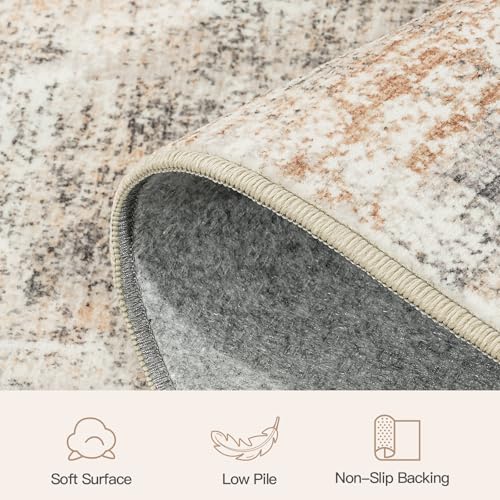 2X6 Area Rug for Hallways, Gold Abstract Washable Non-Slip Runner Rugs - color: Grey/Gold, size: 2' x 6' (Rectangular)