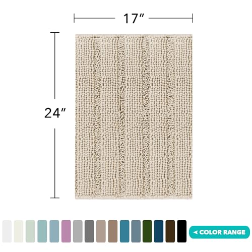 Turquoize Small Bathroom Rug 17x24, Soft Absorbent Chenille Bath Rug, Fog - color: Fog, size: 17" x 24"