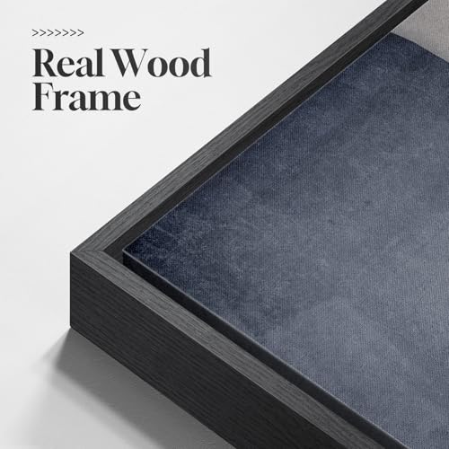 Large Framed Blue Gray Modern Abstract Wall Art, 1 Piece 24x36 In - color: Blue and Grey