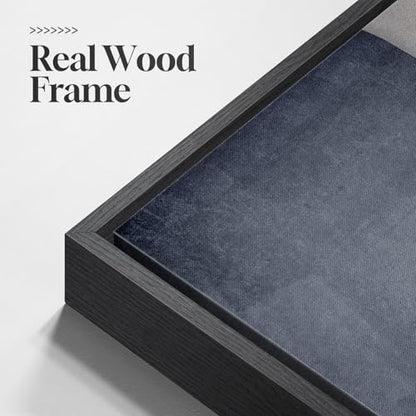 Large Framed Blue Gray Modern Abstract Wall Art, 1 Piece 24x36 In - color: Blue and Grey
